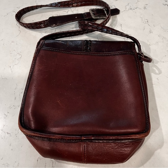 Brighton Brown Leather Braided Adjustable Strap Crossbody Bag - Picture 4 of 13